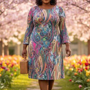 Tommy Hilfiger Paisley Dress Size 16 Flutter sleeves